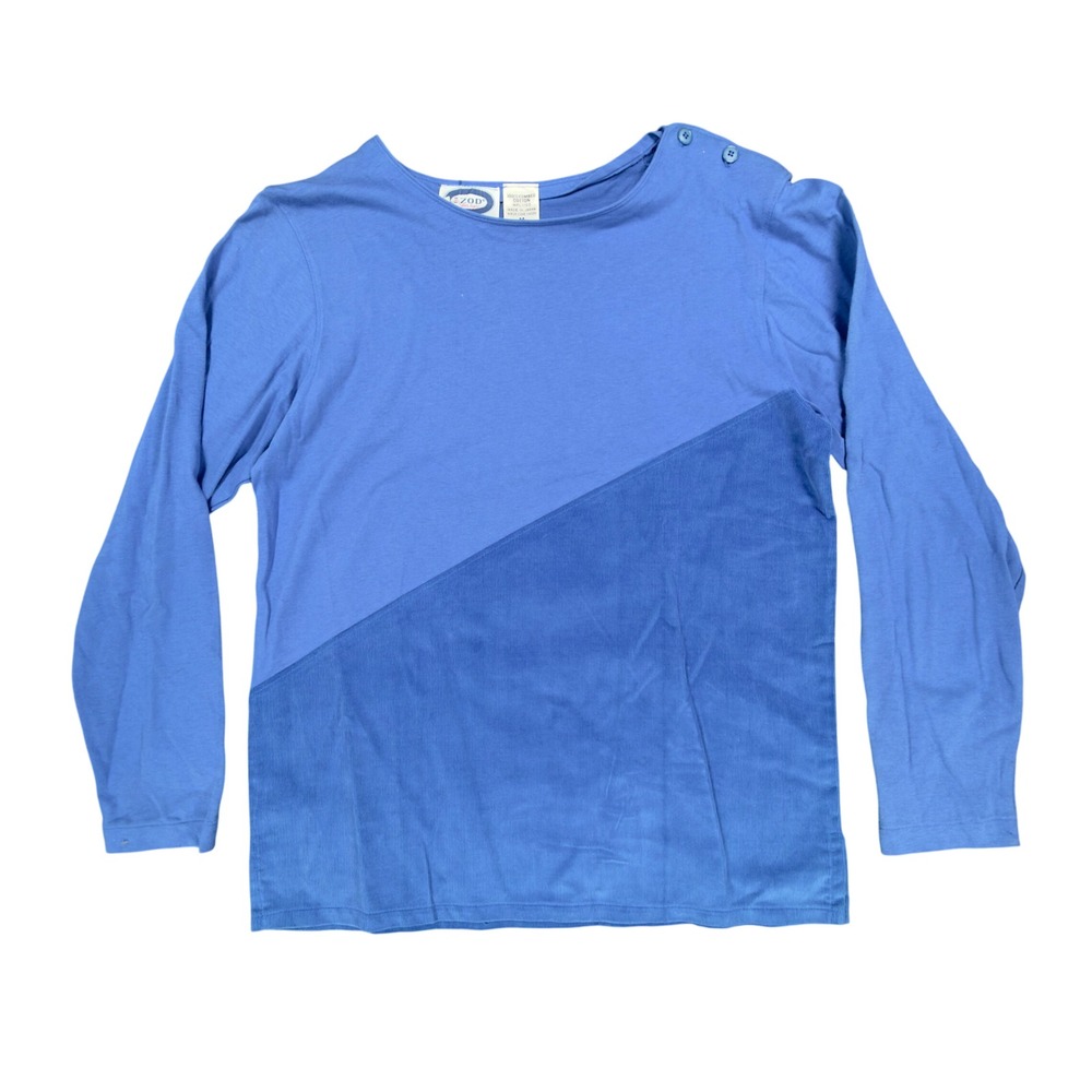 Izod Vintage 90s Colorblock Top Womens M Blue Cotton Deadstock